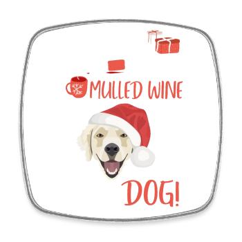 Golden Retriever vin chaud Noël - Magnet carré - blanc - Devant