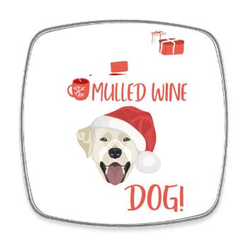 Labrador vin chaud Noël - Magnet carré - blanc - Devant