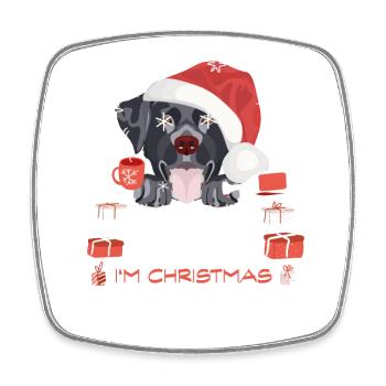 Labrador Weihnachtsmarkt - Viereckiger Kühlschrankmagnet - Weiß - Vorne