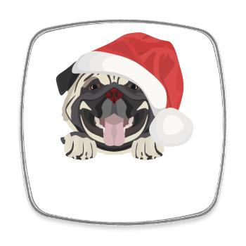 Mops Frohe Weihnachten - Viereckiger Kühlschrankmagnet - Weiß - Vorne