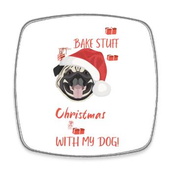 Mops Frohe Weihnachten - Viereckiger Kühlschrankmagnet - Weiß - Vorne