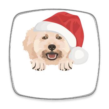Pudel Frohe Weihnachten - Viereckiger Kühlschrankmagnet - Weiß - Vorne