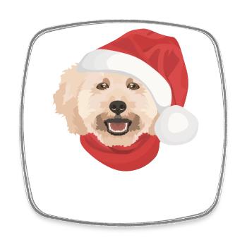 Caniche Joyeux Noël - Magnet carré - blanc - Devant
