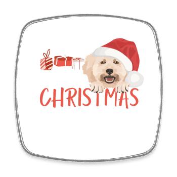 Caniche Joyeux Noël - Magnet carré - blanc - Devant