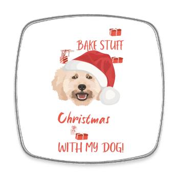 Caniche Joyeux Noël - Magnet carré - blanc - Devant