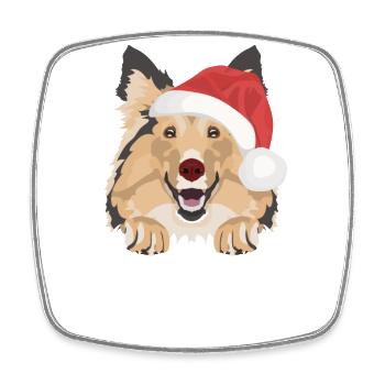 Shetland Sheepdog Merry Christmas - Square fridge magnet - white - Front