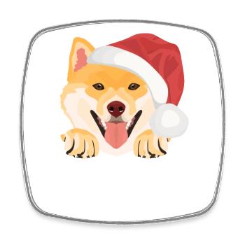 Shiba Inu Merry Christmas - Square fridge magnet - white - Front
