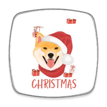 Shiba Inu Joyeux Noël - Magnet carré - blanc - Devant