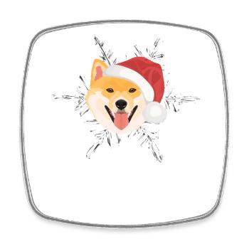 Shiba Inu Merry Christmas - Square fridge magnet - white - Front