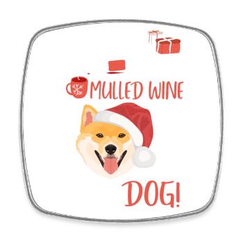 Shiba Inu vin chaud Noël - Magnet carré - blanc - Devant