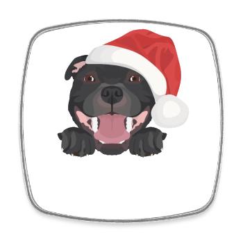 Staffordshire Bullterrier Frohe Weihnachten - Viereckiger Kühlschrankmagnet - Weiß - Vorne