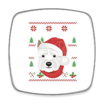 West Highland Terrier Merry Christmas - Square fridge magnet - white - Front