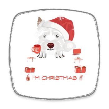 West Highland Terrier Christmas Market - Square fridge magnet - white - Front
