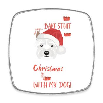 West Highland Terrier Merry Christmas - Square fridge magnet - white - Front
