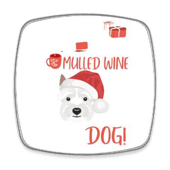 West Highland Terrier Mulled Wine Christmas - Square fridge magnet - white - Front