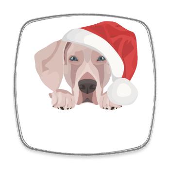 Weimaraner Frohe Weihnachten - Viereckiger Kühlschrankmagnet - Weiß - Vorne
