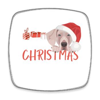 Weimaraner Frohe Weihnachten - Viereckiger Kühlschrankmagnet - Weiß - Vorne