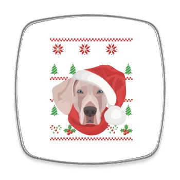 Weimaraner Frohe Weihnachten - Viereckiger Kühlschrankmagnet - Weiß - Vorne