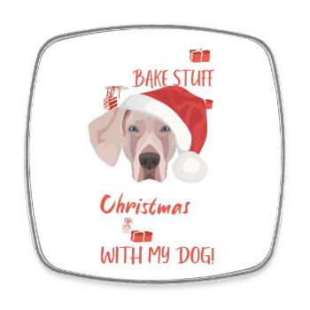Weimaraner Frohe Weihnachten - Viereckiger Kühlschrankmagnet - Weiß - Vorne