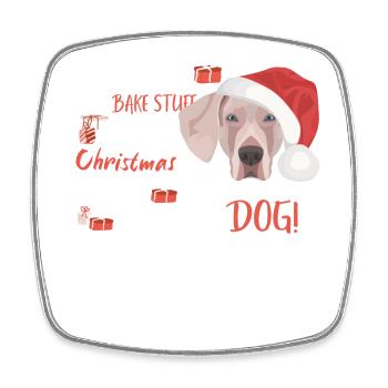 Weimaraner Frohe Weihnachten - Viereckiger Kühlschrankmagnet - Weiß - Vorne