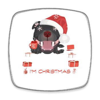 Staffordshire Bullterrier Weihnachtsmarkt - Viereckiger Kühlschrankmagnet - Weiß - Vorne
