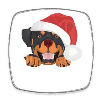 Rottweiler Frohe Weihnachten - Viereckiger Kühlschrankmagnet - Weiß - Vorne