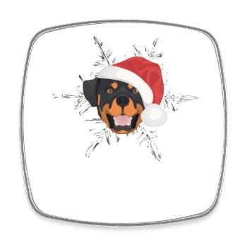 Rottweiler Frohe Weihnachten - Viereckiger Kühlschrankmagnet - Weiß - Vorne