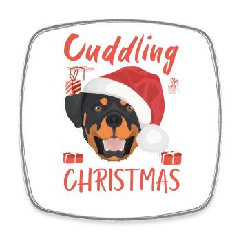 Rottweiler Frohe Weihnachten - Viereckiger Kühlschrankmagnet - Weiß - Vorne