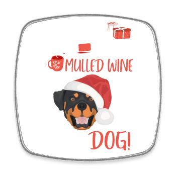 Rottweiler vin chaud Noël - Magnet carré - blanc - Devant