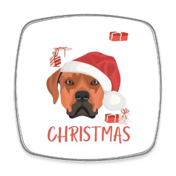 Rhodesian Ridgeback Joyeux Noël - Magnet carré - blanc - Devant