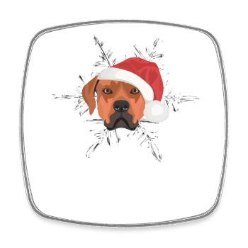 Rhodesian Ridgeback Joyeux Noël - Magnet carré - blanc - Devant