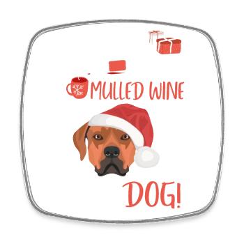 Rhodesian Ridgeback Vin chaud Noël - Magnet carré - blanc - Devant