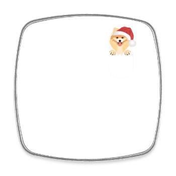 Zwergspitz Frohe Weihnachten - Viereckiger Kühlschrankmagnet - Weiß - Vorne