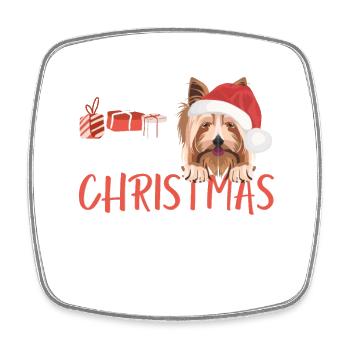 Yorkshire Terrier Merry Christmas - Square fridge magnet - white - Front