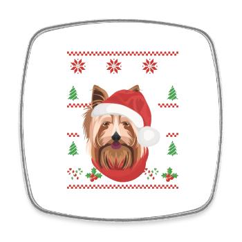 Yorkshire Terrier Merry Christmas - Square fridge magnet - white - Front