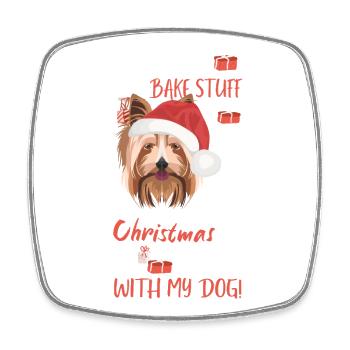 Yorkshire Terrier Merry Christmas - Square fridge magnet - white - Front