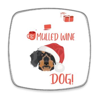 Wire-haired Dachshund Mulled Wine Christmas - Square fridge magnet - white - Front