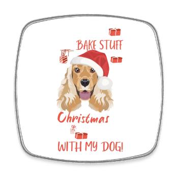 English Cocker Spaniel Frohe Weihnachten - Viereckiger Kühlschrankmagnet - Weiß - Vorne
