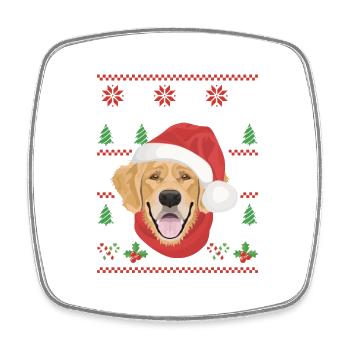 Golden Retriever Merry Christmas - Square fridge magnet - white - Front