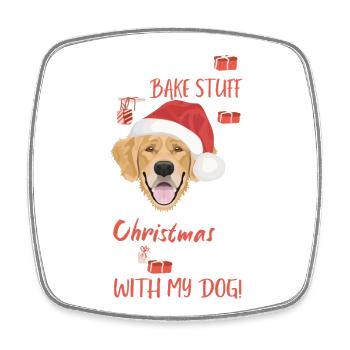 Golden Retriever Merry Christmas - Square fridge magnet - white - Front