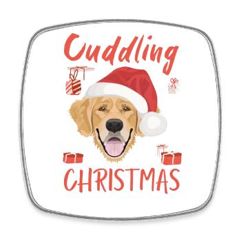 Golden Retriever Merry Christmas - Square fridge magnet - white - Front