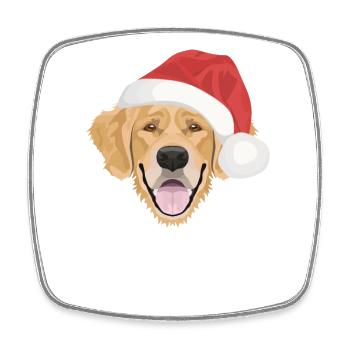 Golden Retriever Merry Christmas - Square fridge magnet - white - Front