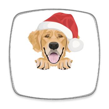 Golden Retriever Merry Christmas - Square fridge magnet - white - Front