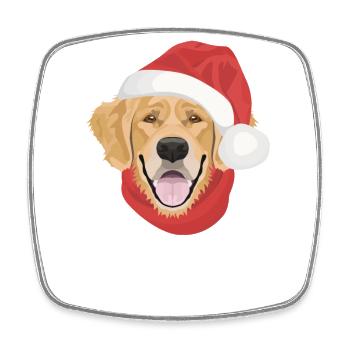 Golden Retriever Merry Christmas - Square fridge magnet - white - Front