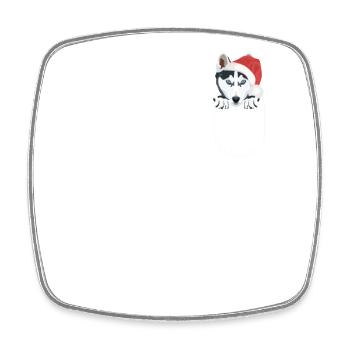 Husky Merry Christmas - Square fridge magnet - white - Front