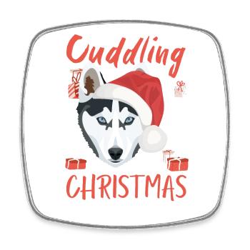 Husky Frohe Weihnachten - Viereckiger Kühlschrankmagnet - Weiß - Vorne