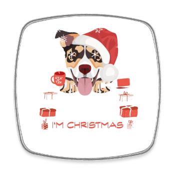 Jack Russell Terrier Weihnachtsmarkt - Viereckiger Kühlschrankmagnet - Weiß - Vorne
