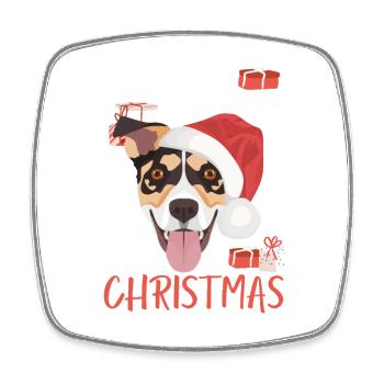 Jack Russell Terrier Joyeux Noël - Magnet carré - blanc - Devant