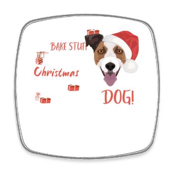 Jack Russell Terrier Merry Christmas - Square fridge magnet - white - Front
