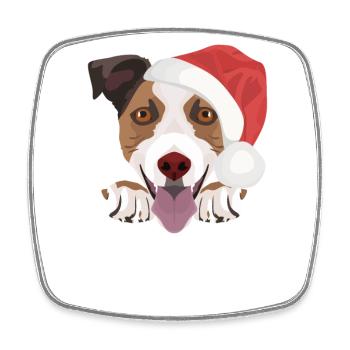 Jack Russell Terrier Joyeux Noël - Magnet carré - blanc - Devant